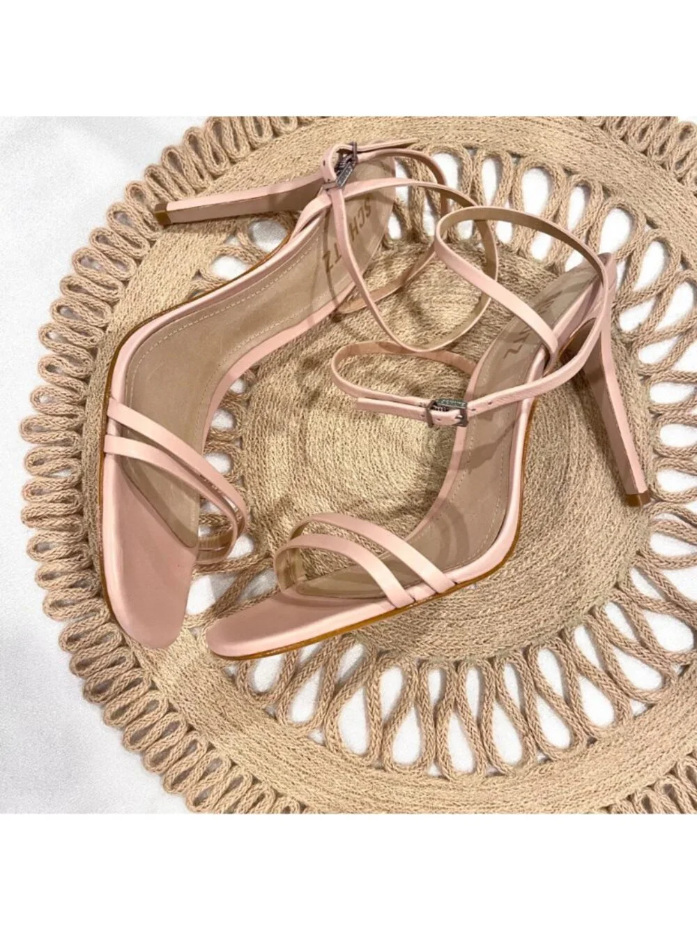 Schutz Altina Sandals Leather Neutral Size 9.5 Sweet Rose